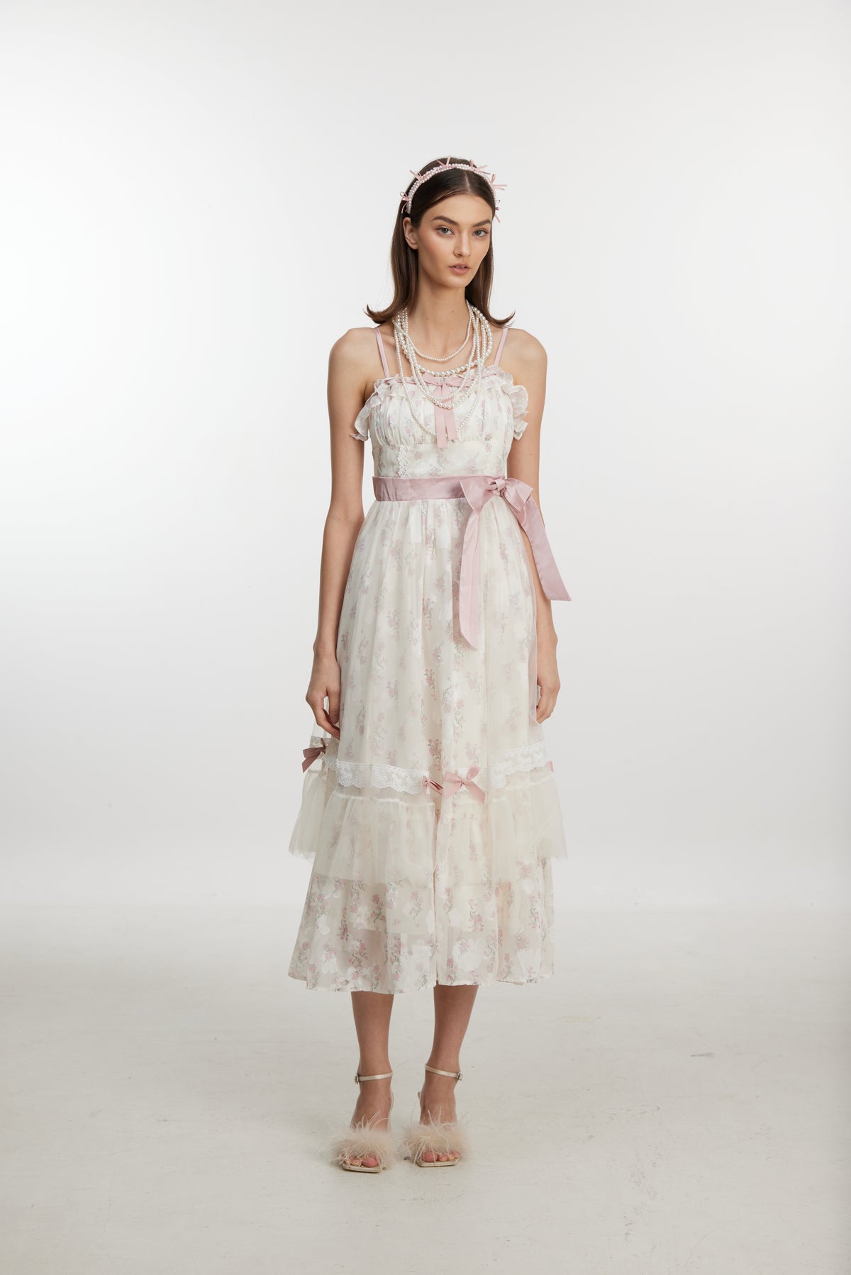 Rose Garden Ribbon Midi Dress