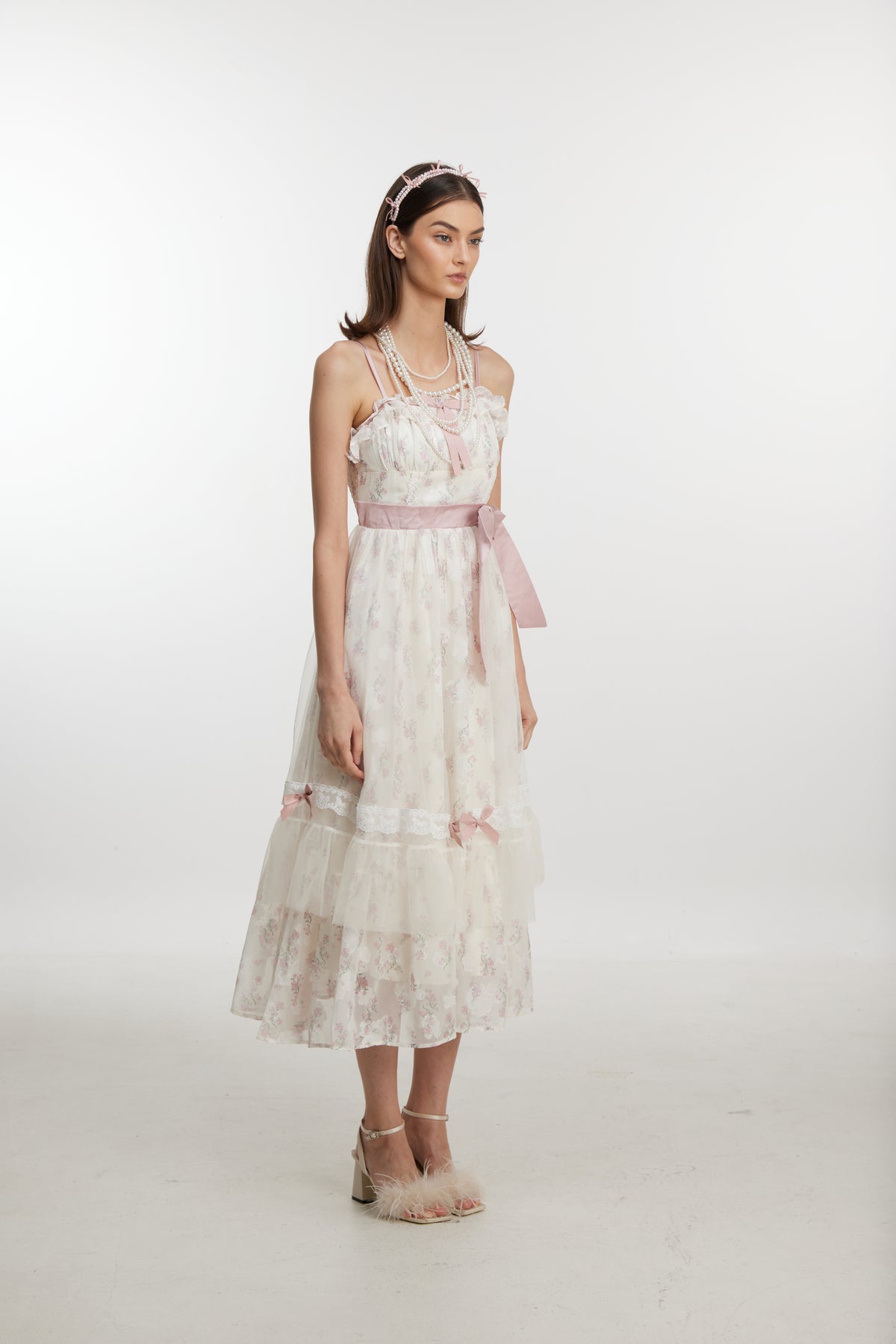 Rose Garden Ribbon Midi Dress