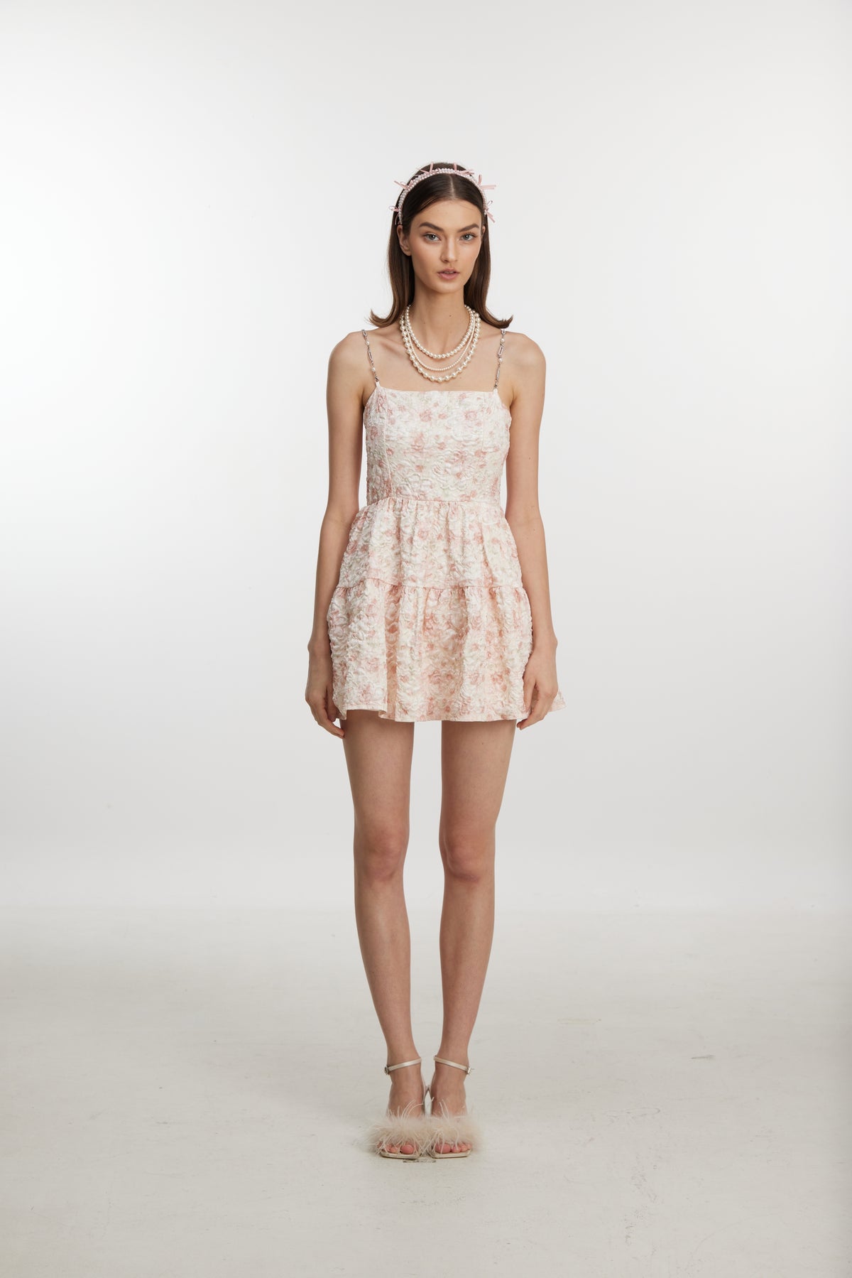 Blush Blossom Tiered Mini Dress