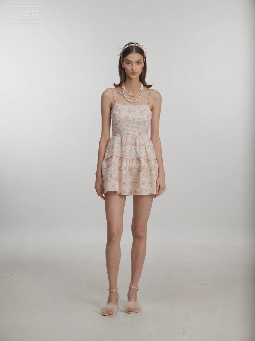 Blush Blossom Tiered Mini Dress