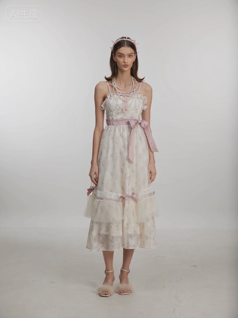 Rose Garden Ribbon Midi Dress
