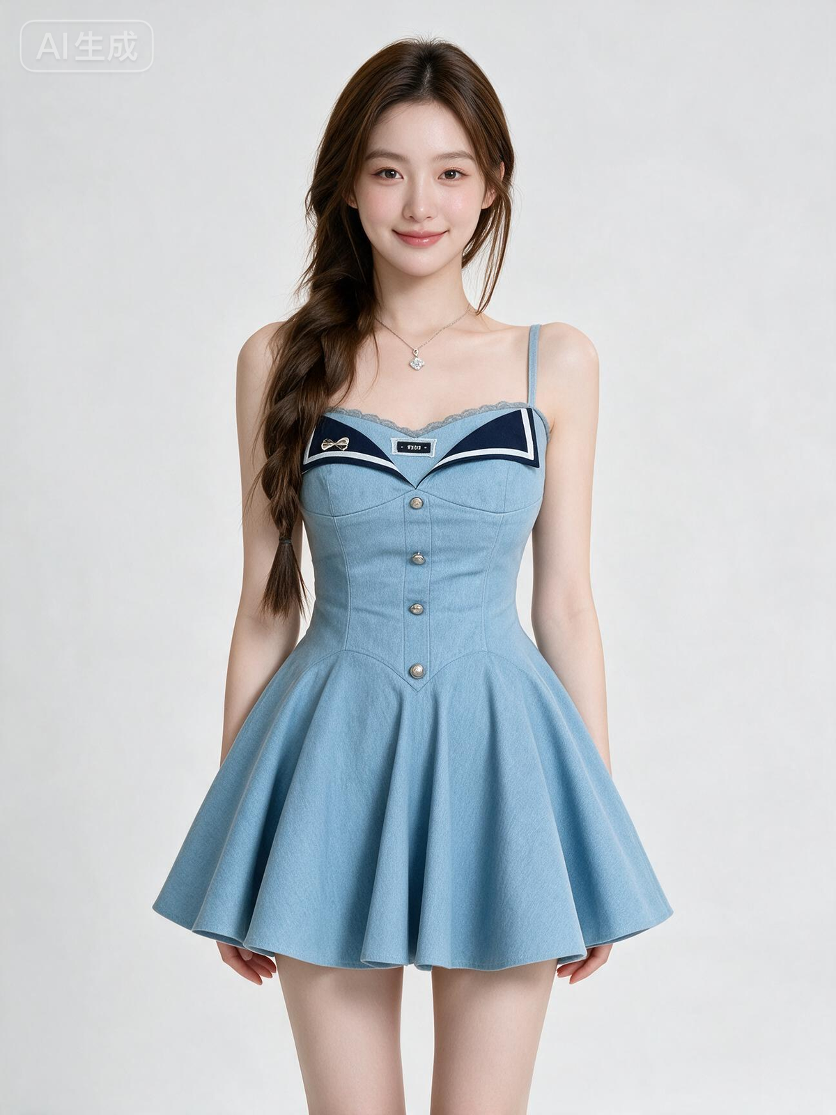Marine Blue Sailor Mini Dress