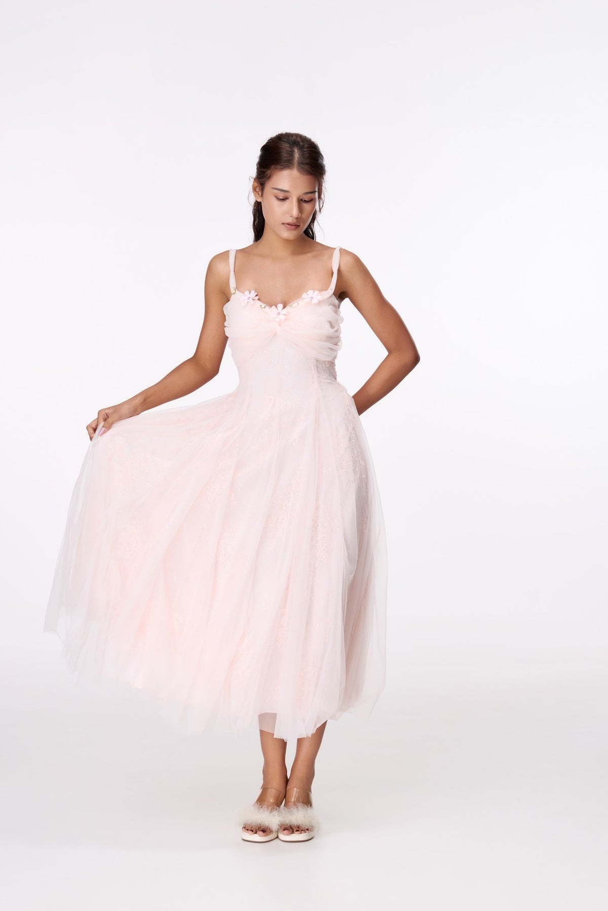 Blush Whisper Slip Maxi Dress by STAGEE, in motion