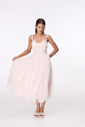 Blush Whisper Slip Maxi Dress by STAGEE, in motion
