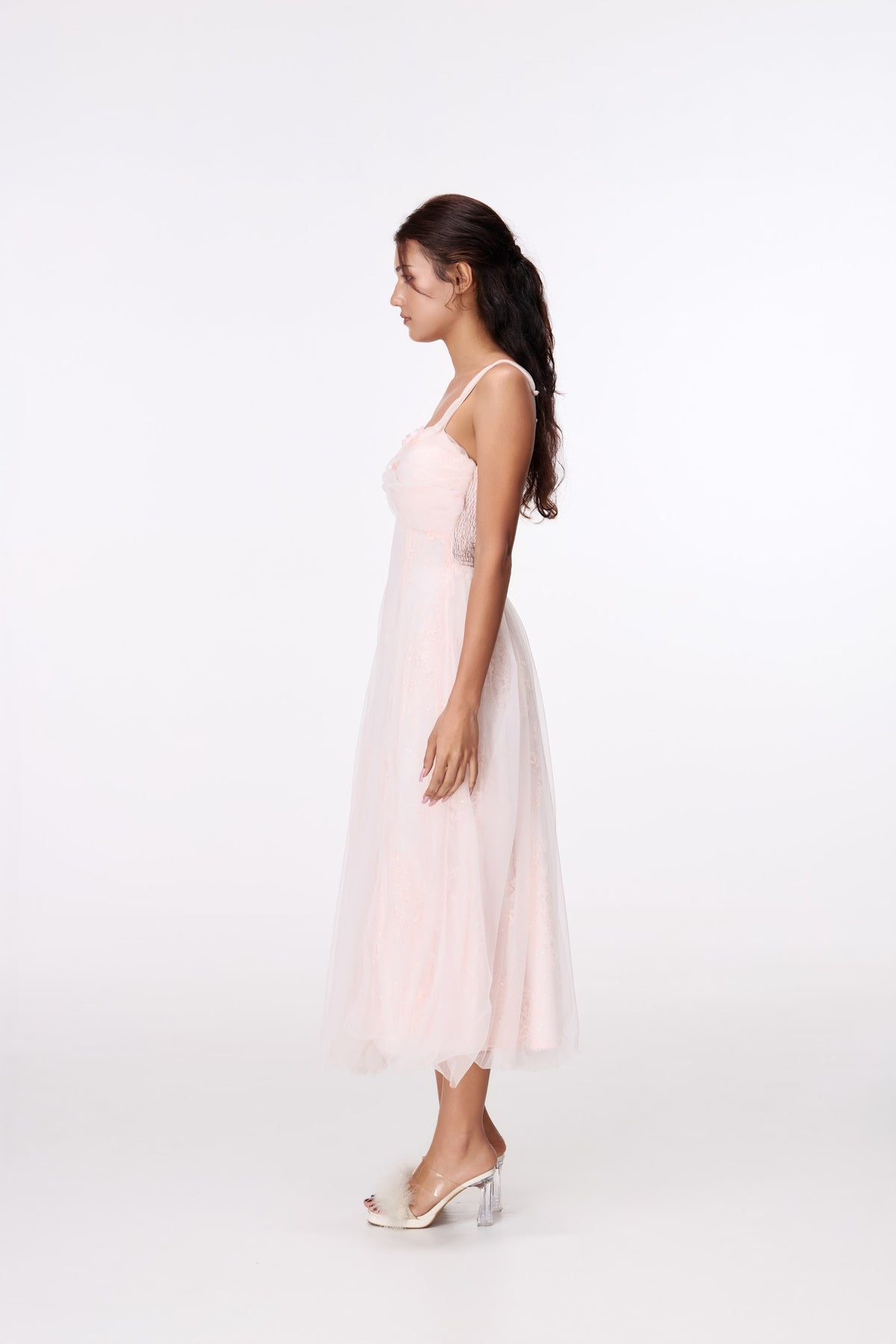 Blush Whisper Slip Maxi Dress by STAGEE, back view