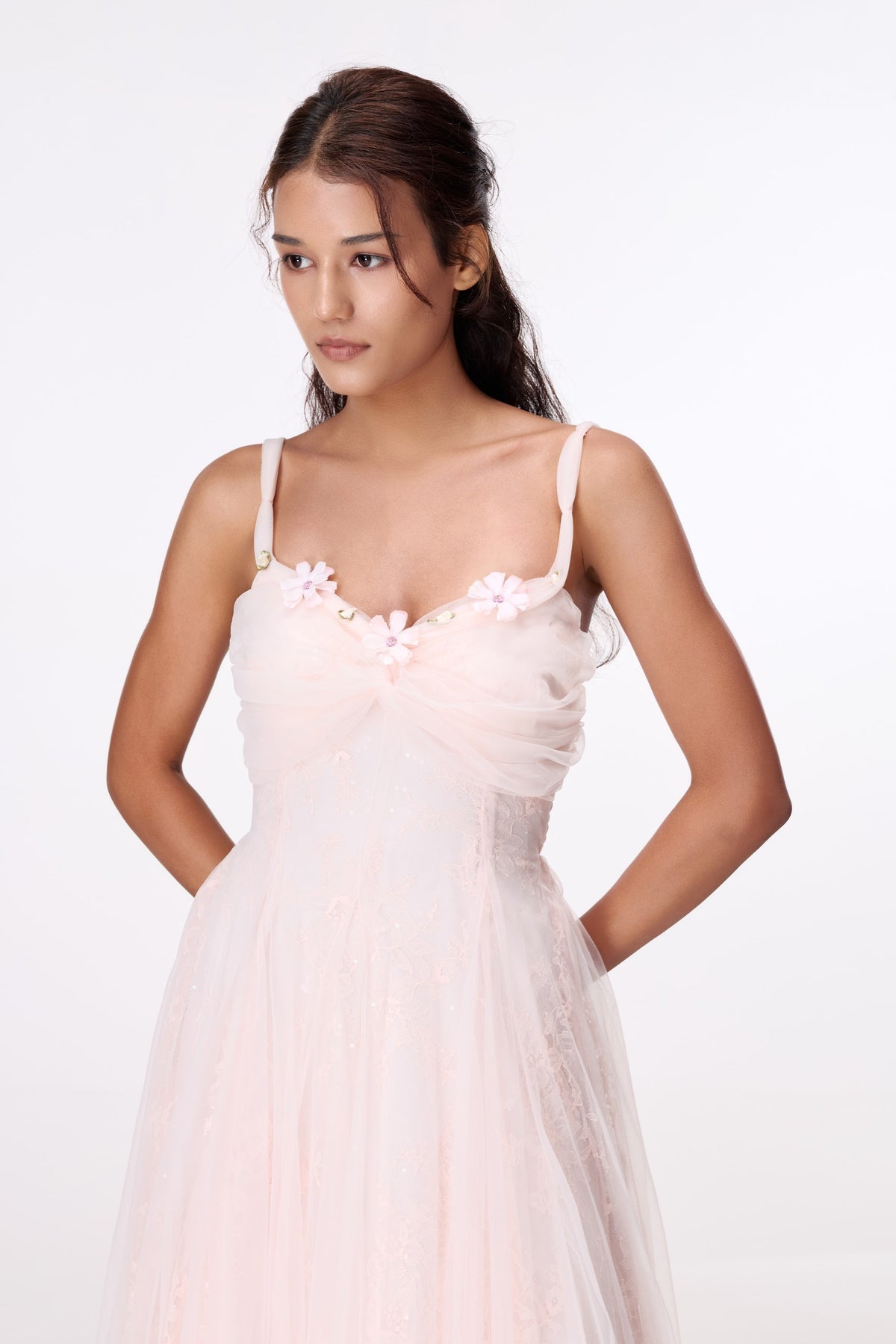 Blush Whisper Slip Maxi Dress by STAGEE, close-up