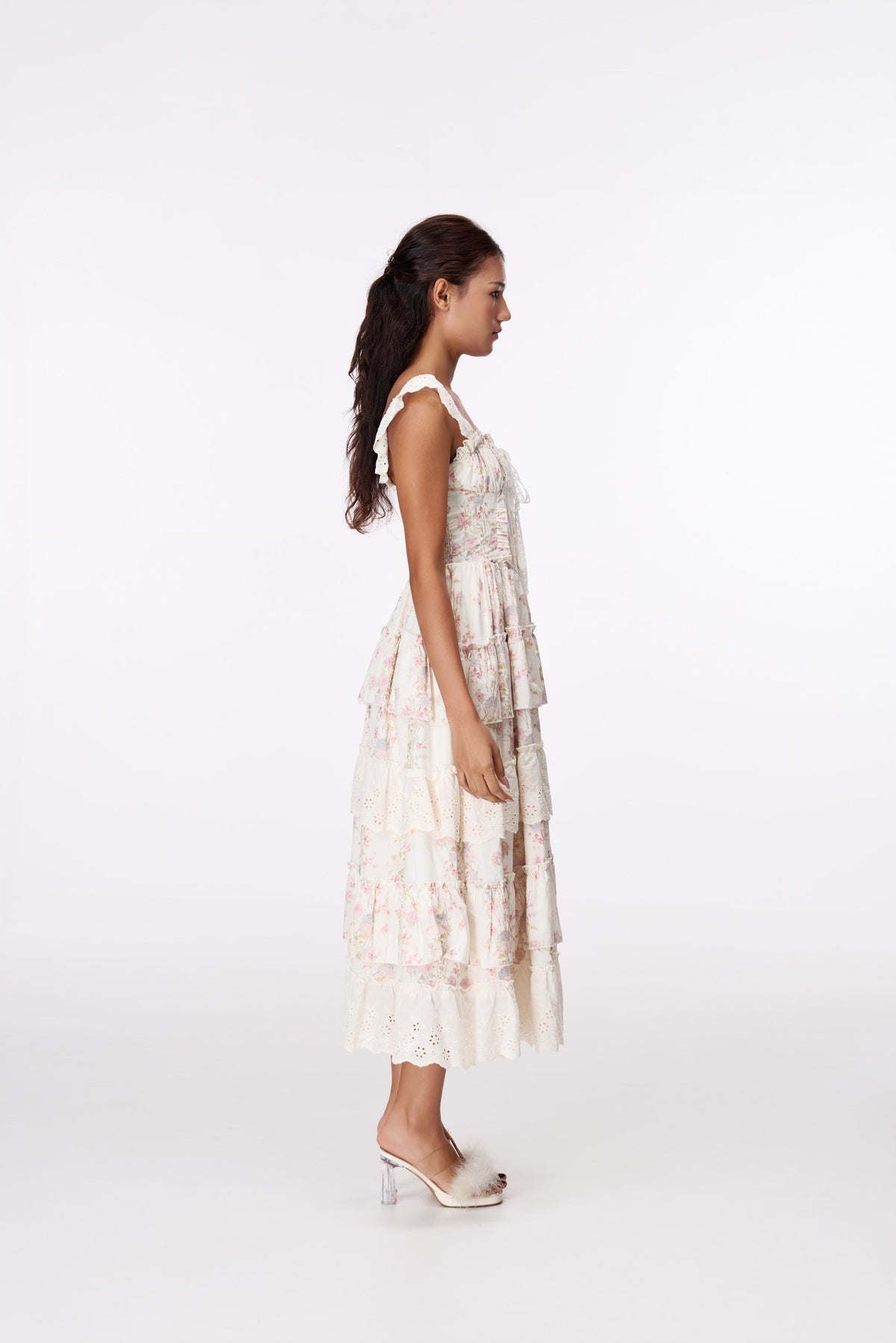Garden Muse Tiered Midi Dress by STAGEE, side view
