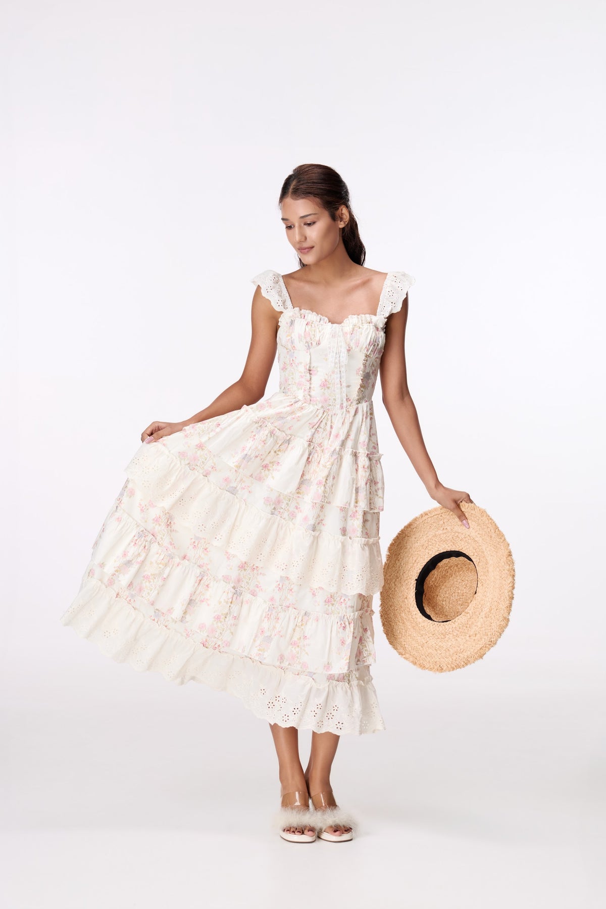 Garden Muse Tiered Midi Dress by STAGEE, styled look