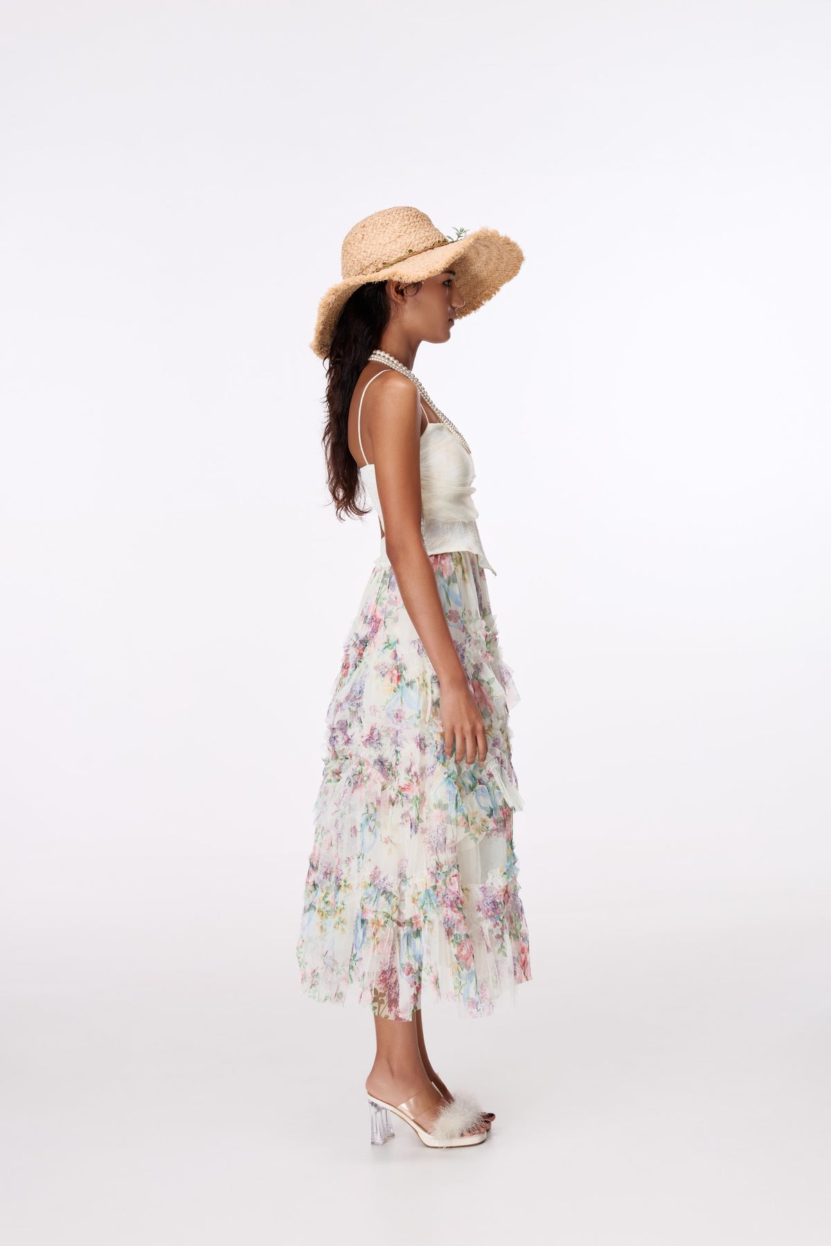 Garden Reverie Tiered Maxi Skirt by STAGEE, side view