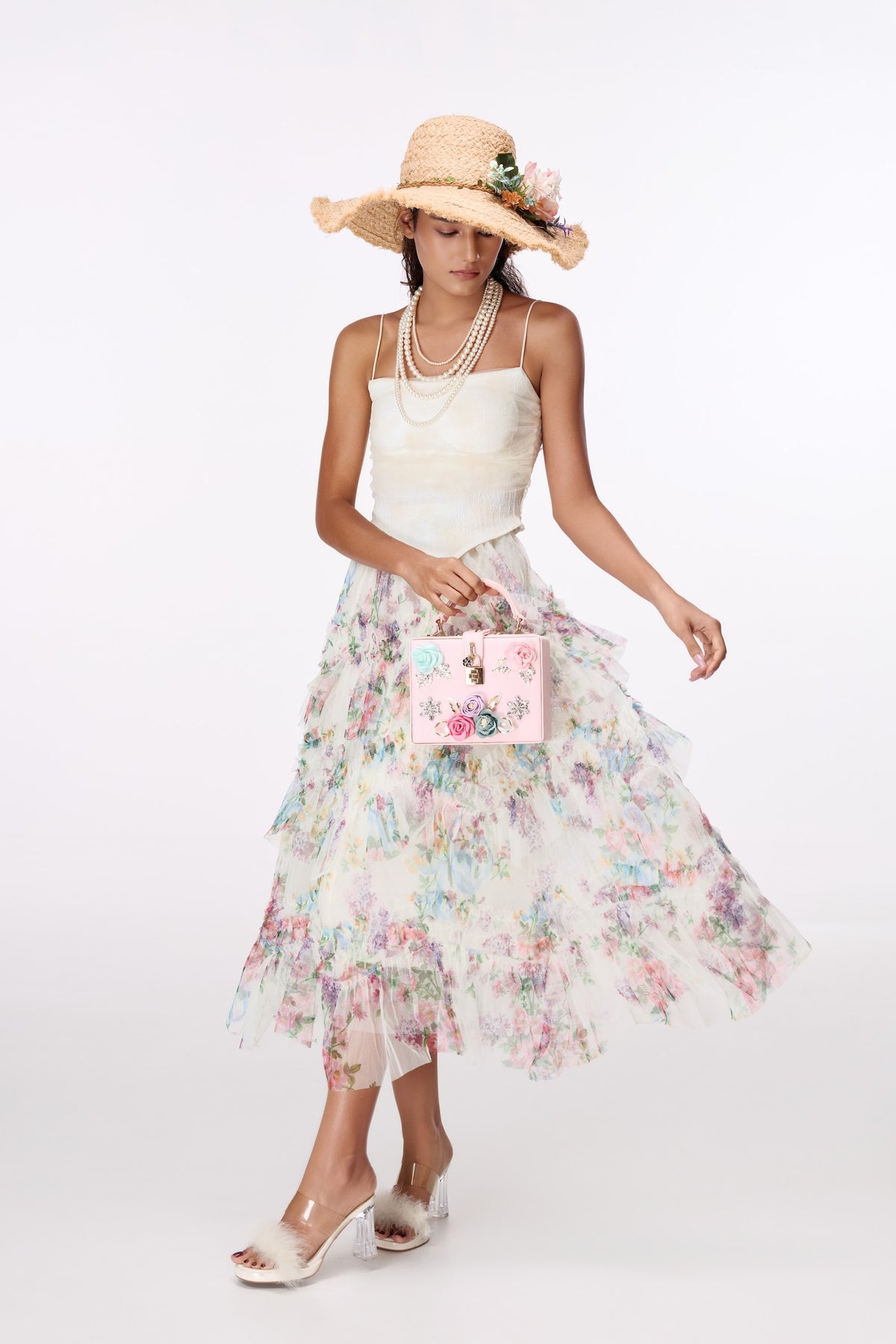 Garden Reverie Tiered Maxi Skirt by STAGEE, styled look
