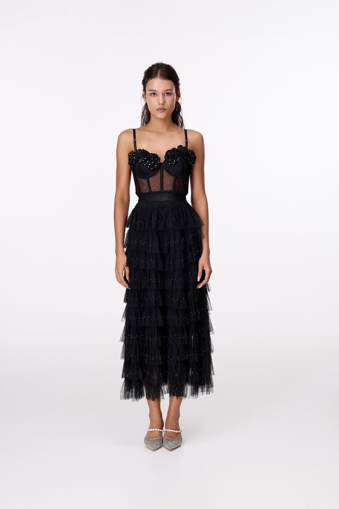 Midnight Rose Lace Bustier by STAGEE, front view