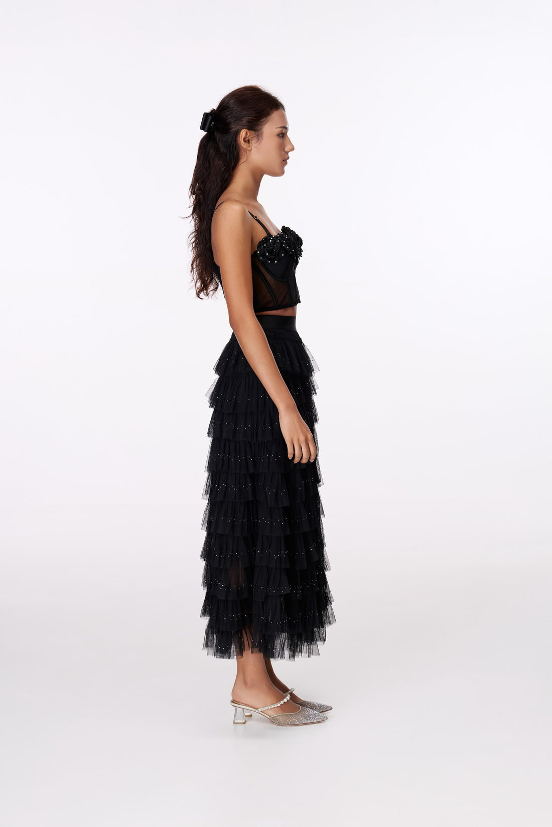Midnight Rose Lace Bustier by STAGEE, front view