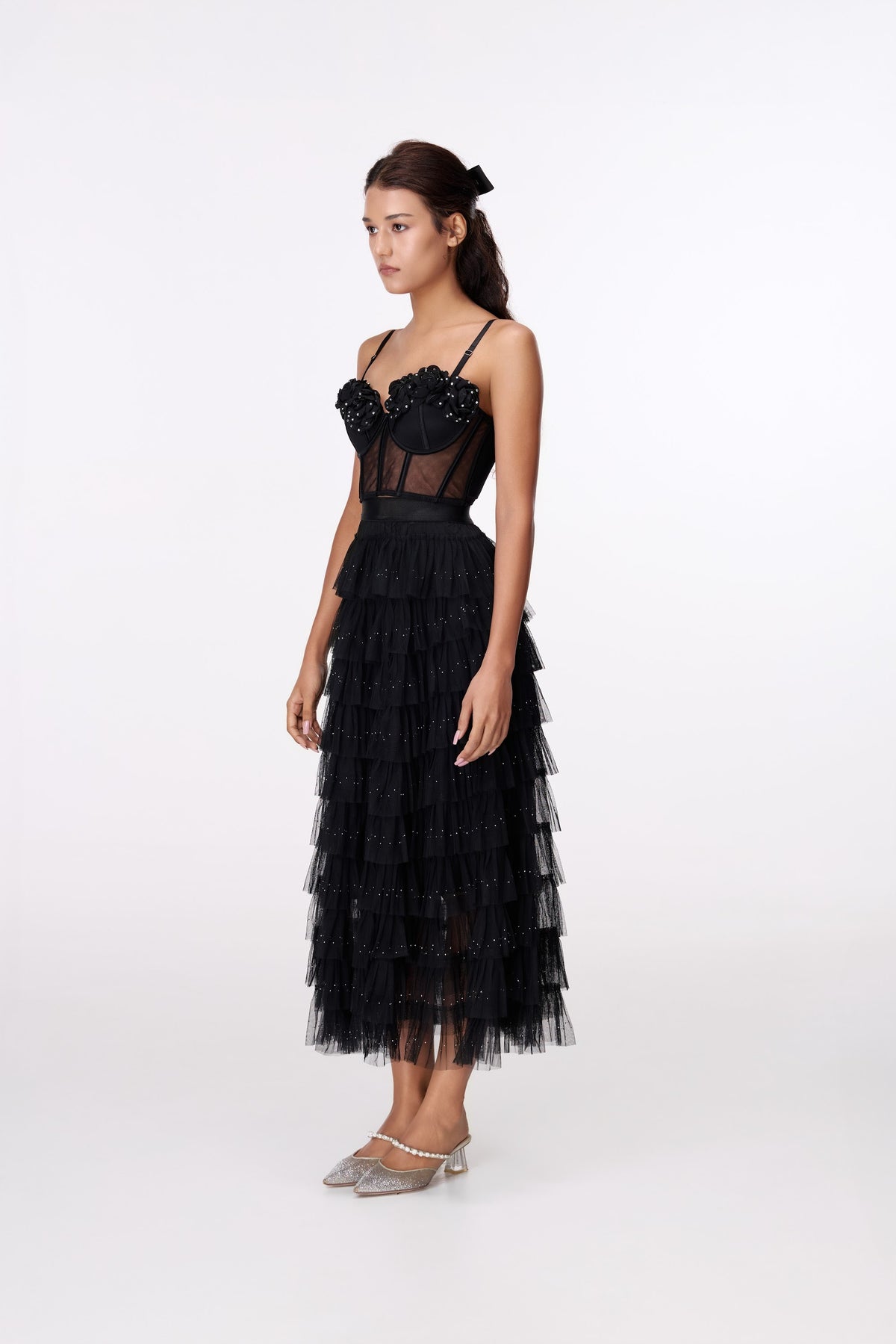 Midnight Rose Lace Bustier by STAGEE, back view