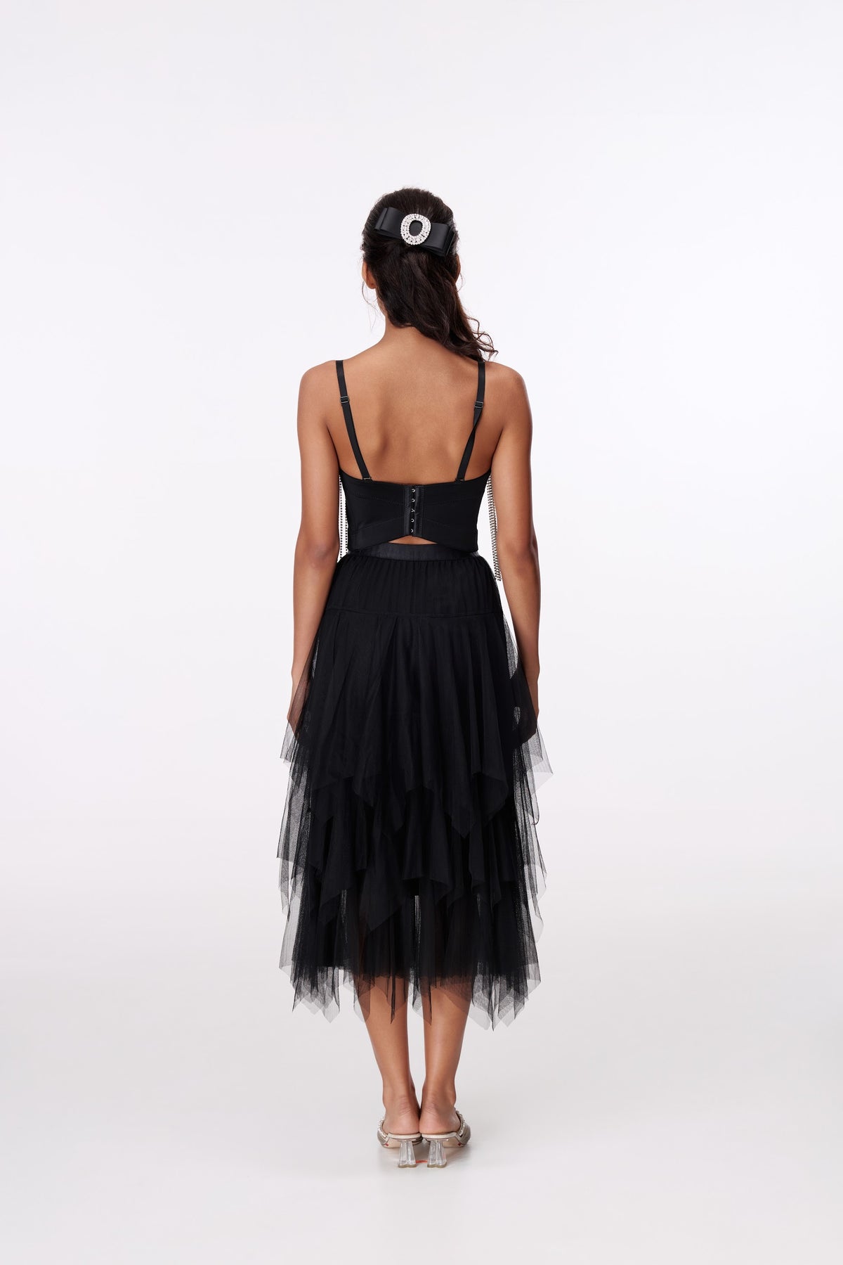 Midnight Tiered Midi Skirt by STAGEE, back view