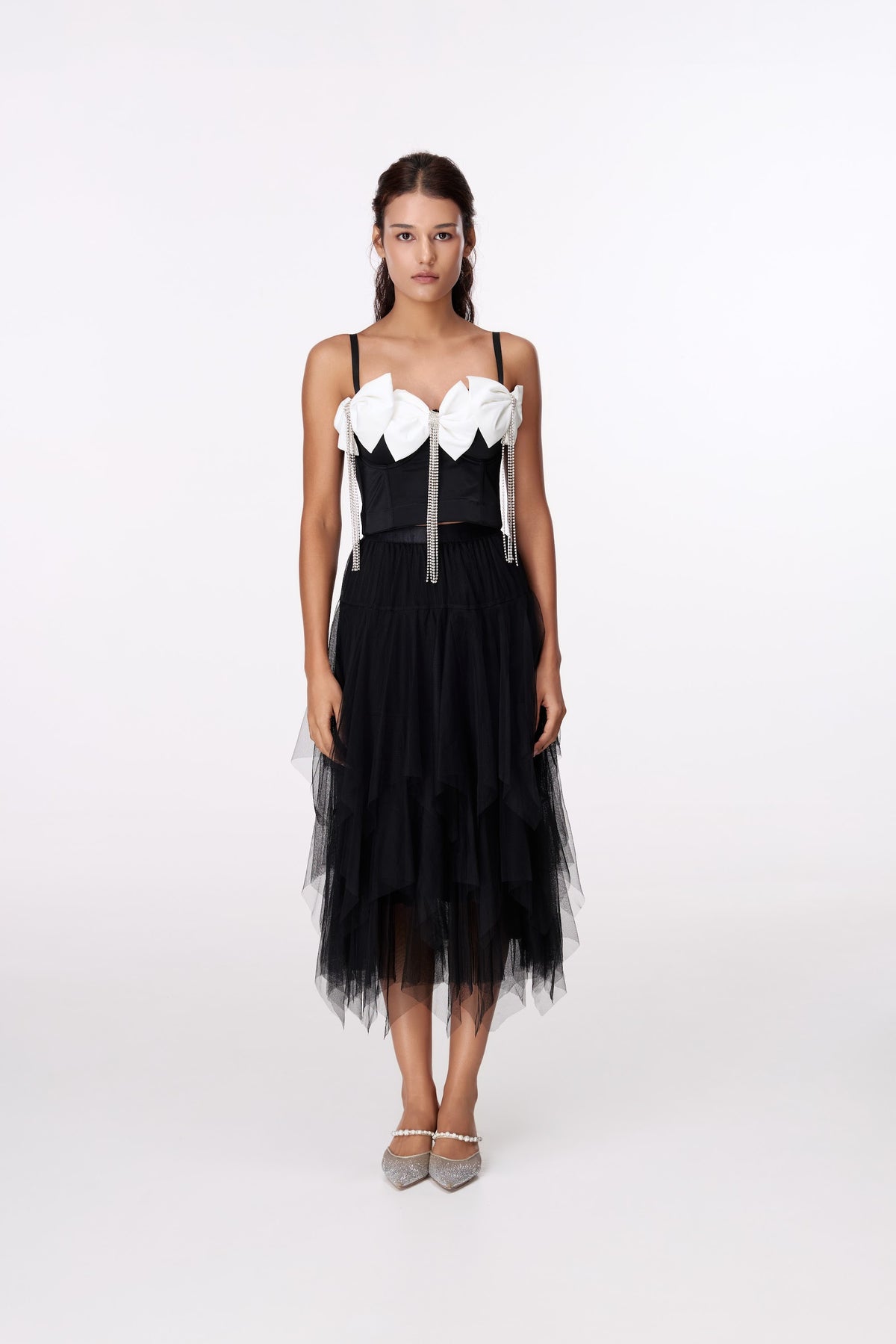 Monochrome Bow Camisole Top by STAGEE, front view