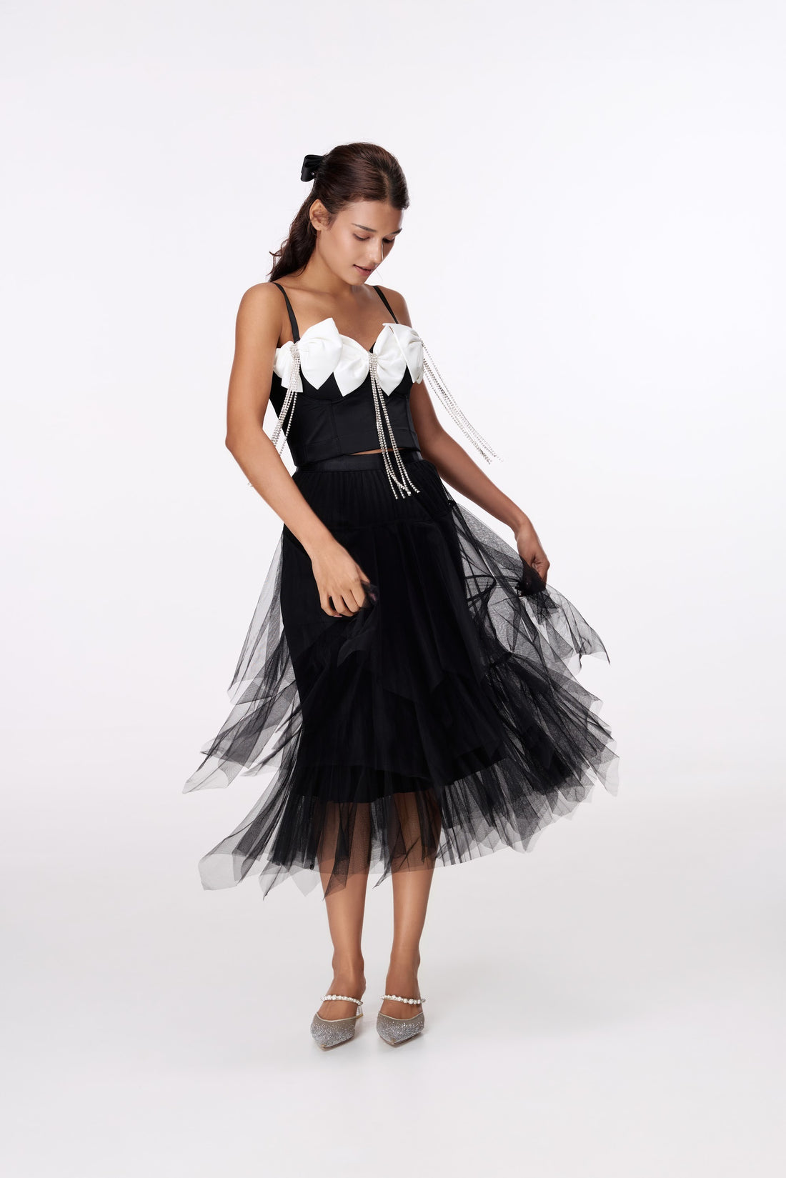 Monochrome Bow Camisole Top by STAGEE, front view