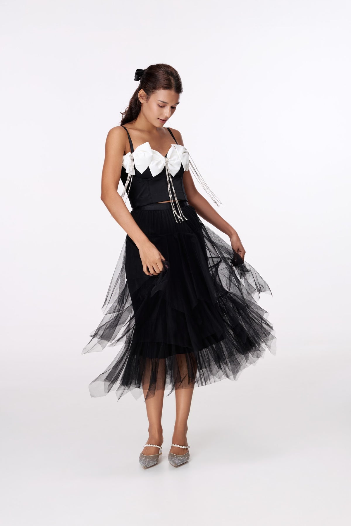 Monochrome Bow Camisole Top by STAGEE, in motion