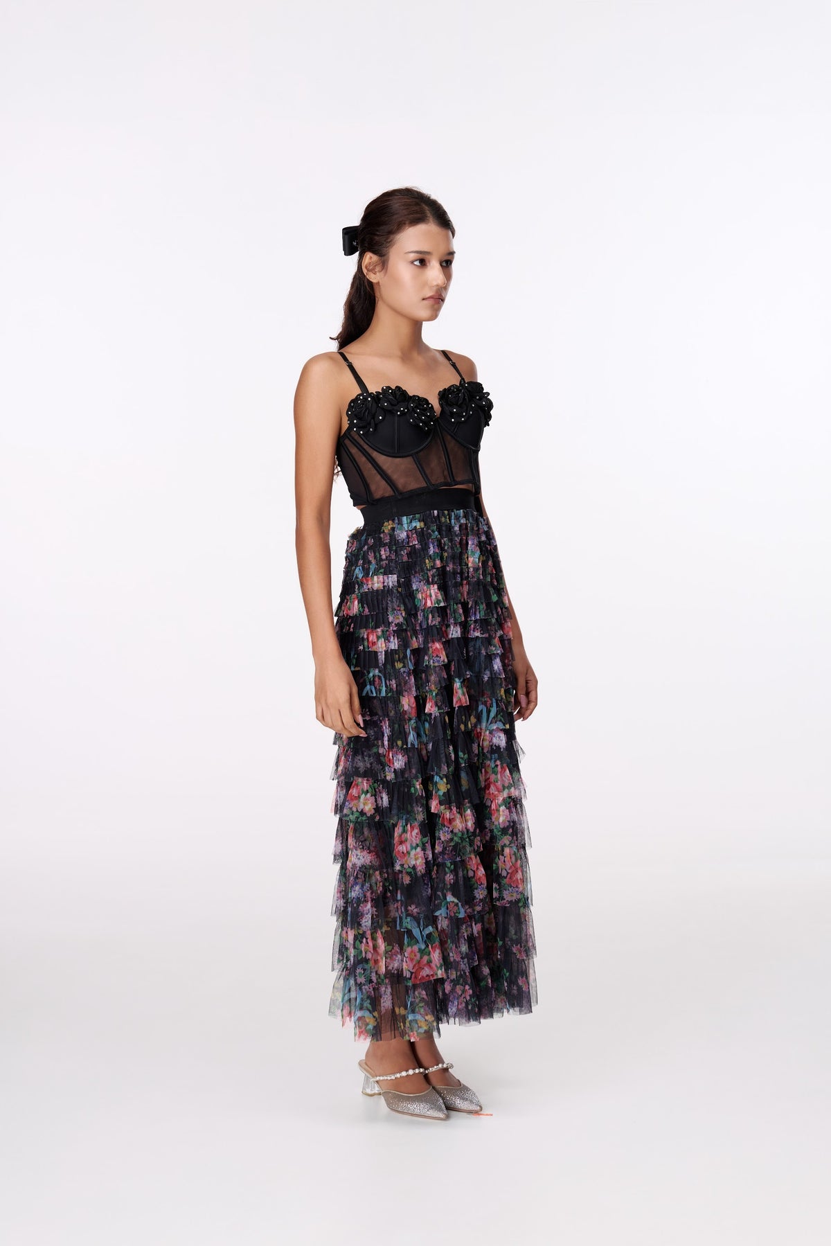 Nocturne Floral Maxi Skirt by STAGEE, back view