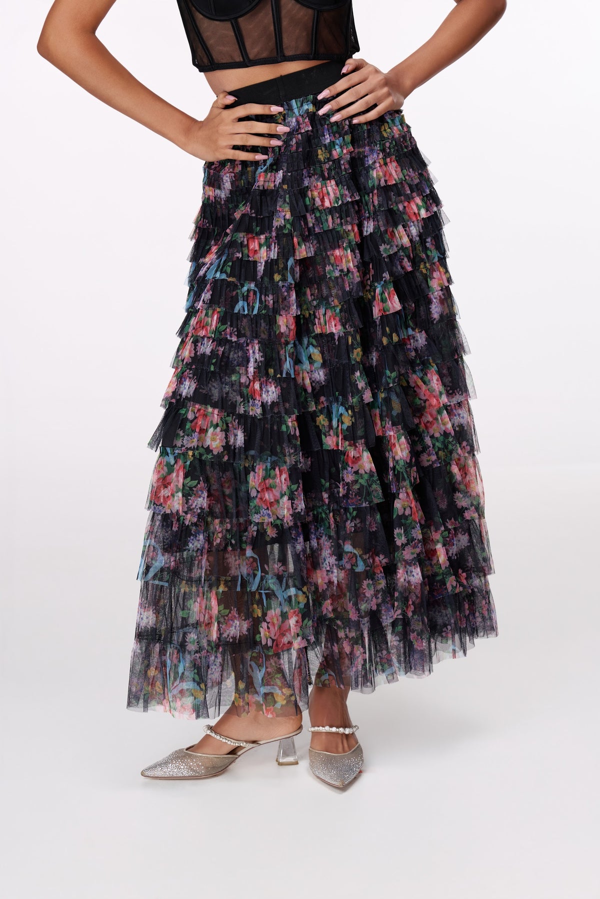Nocturne Floral Maxi Skirt by STAGEE, close-up