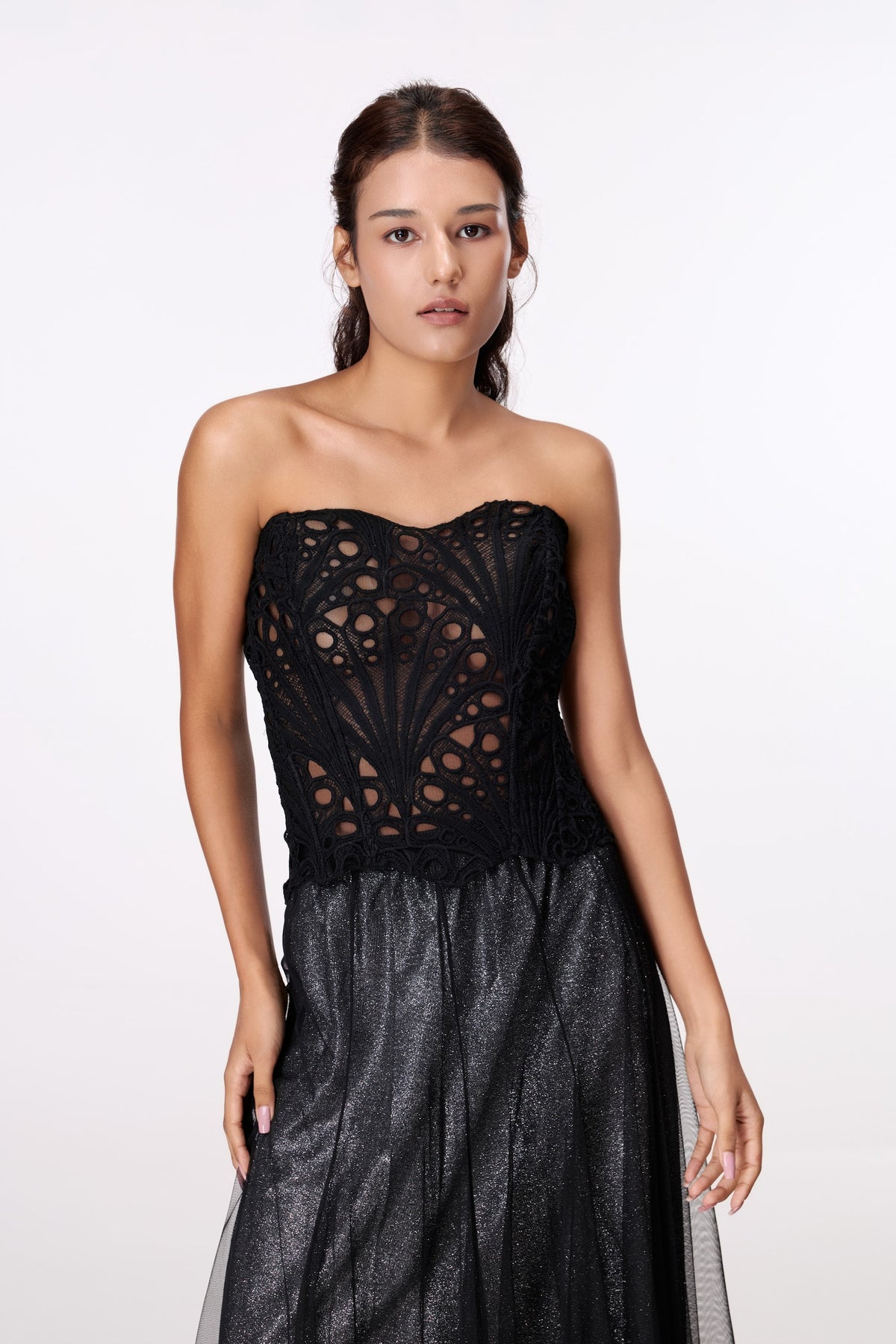 Nocturne Lace Bustier Top by STAGEE, close-up