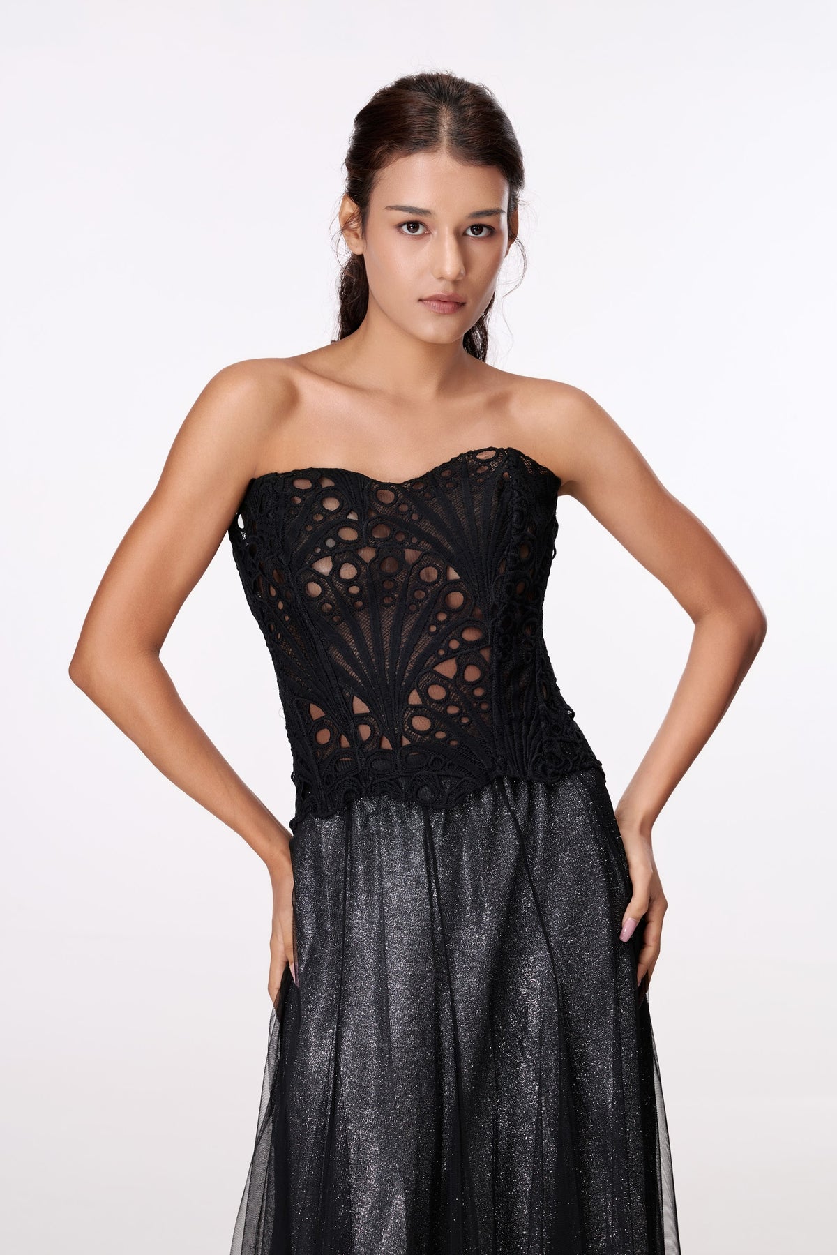 Nocturne Lace Bustier Top by STAGEE, styled look