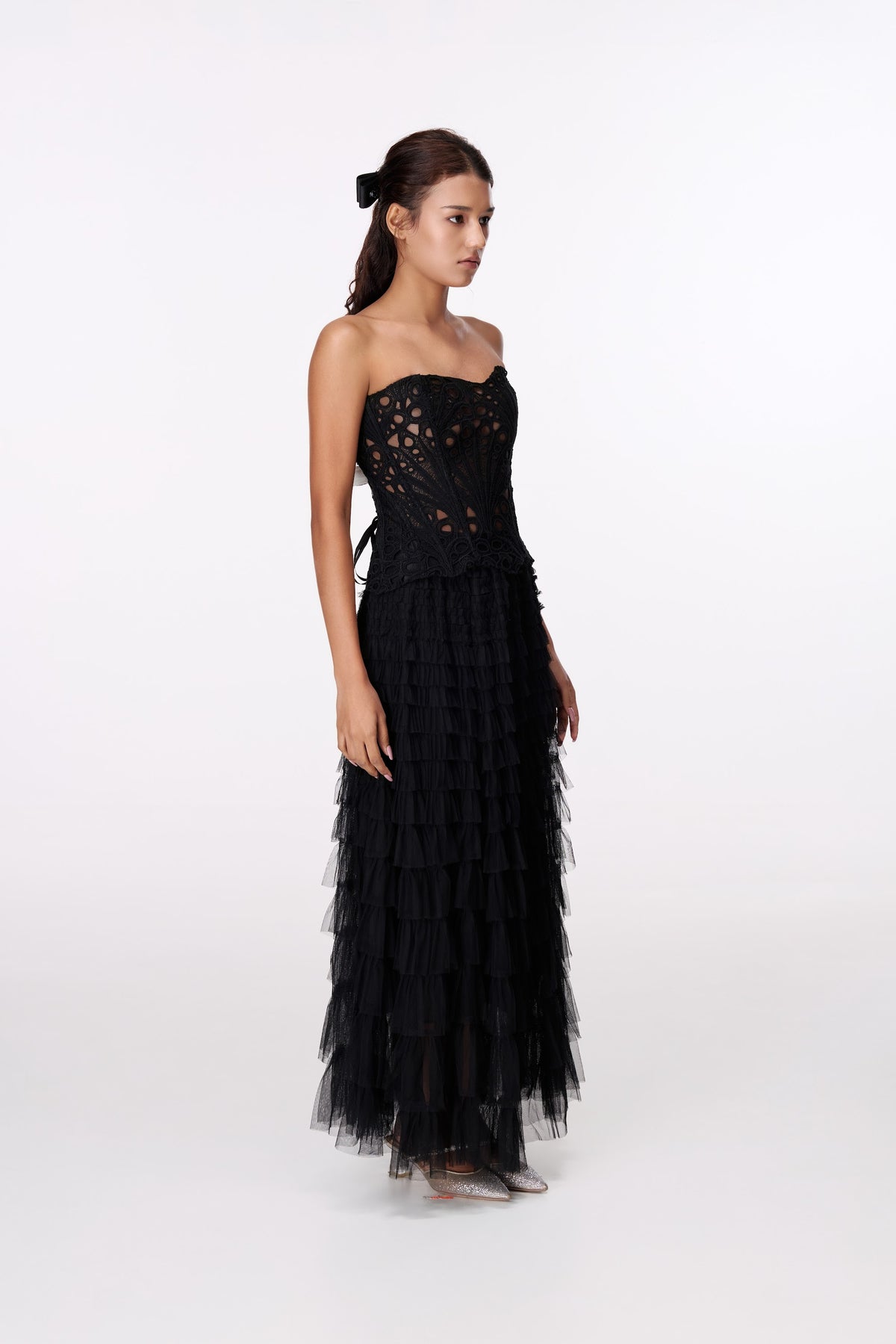 Nocturne Tiered Maxi Skirt by STAGEE, back view