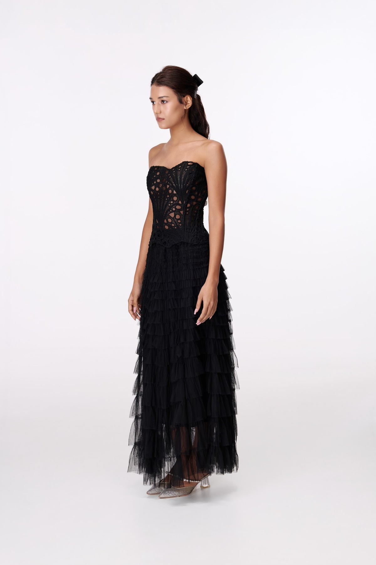 Nocturne Tiered Maxi Skirt by STAGEE, side view