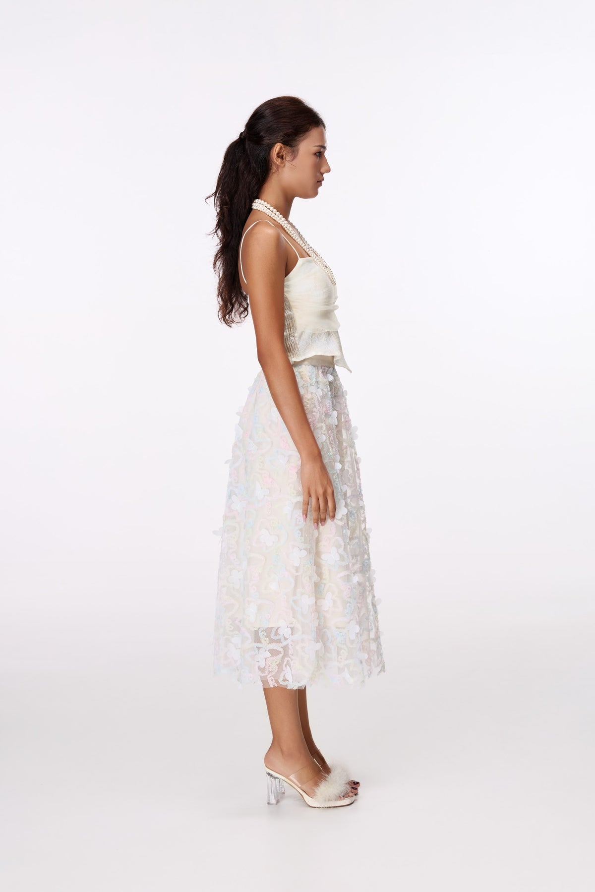 Petal Haze Floral Midi Skirt by STAGEE, side view