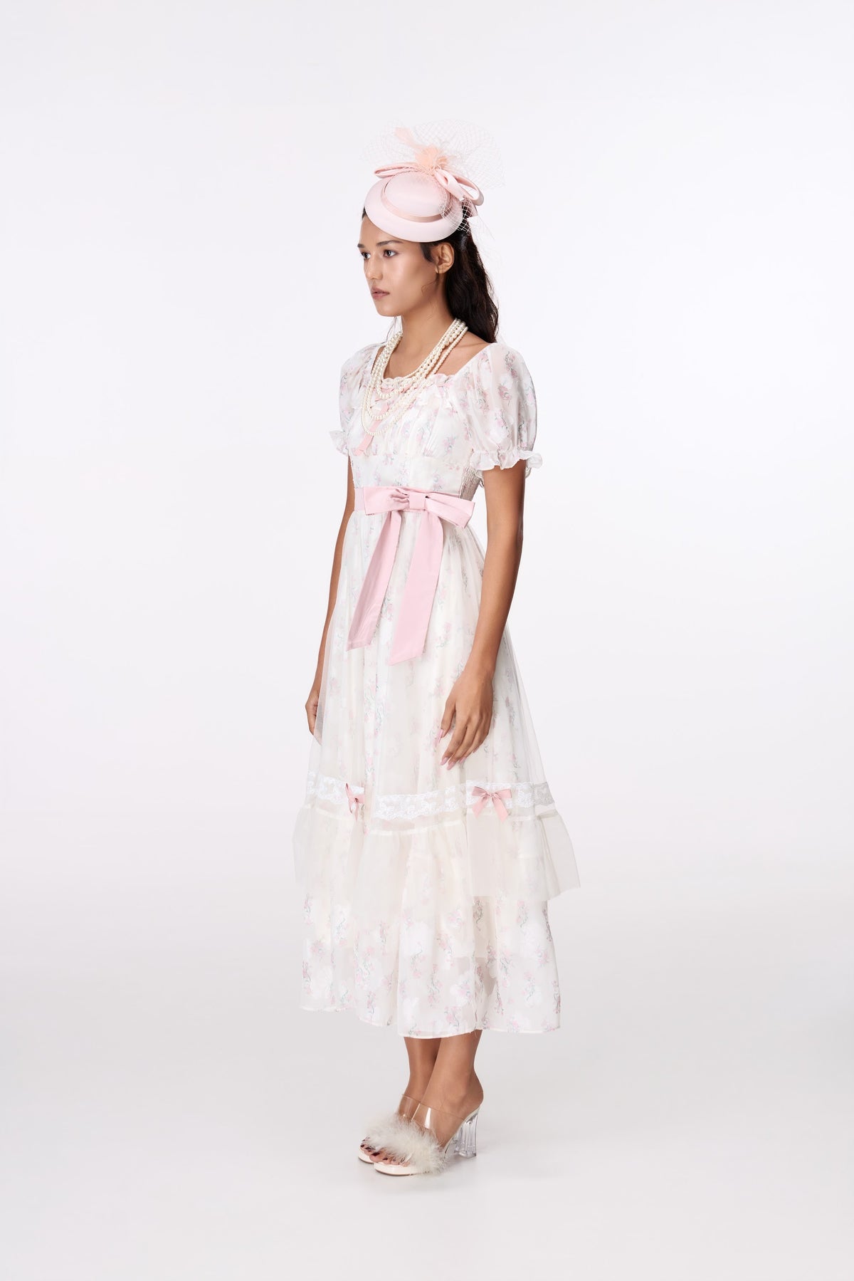 Pink Petal Mini Hat by STAGEE, worn on model