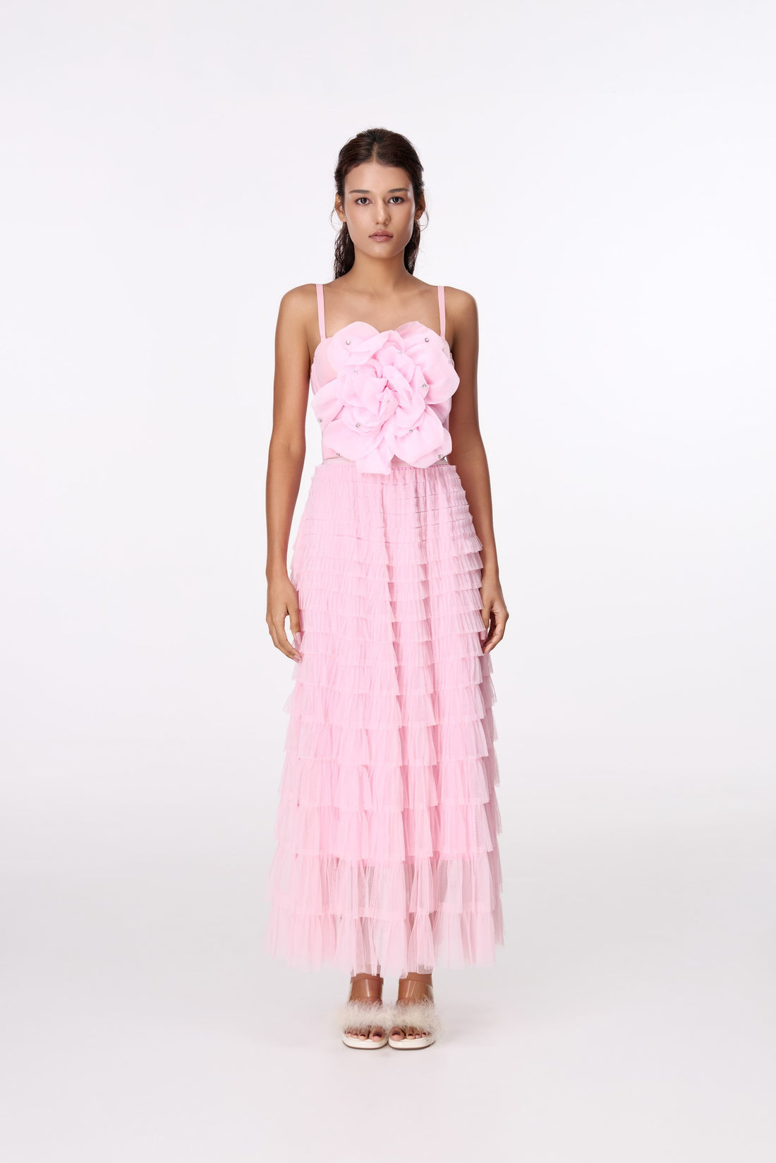 Pink Rosette Camisole Top by STAGEE, front view
