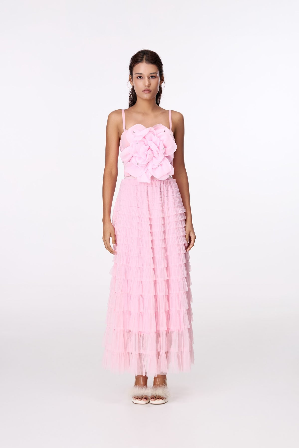 Pink Rosette Camisole Top by STAGEE, front view