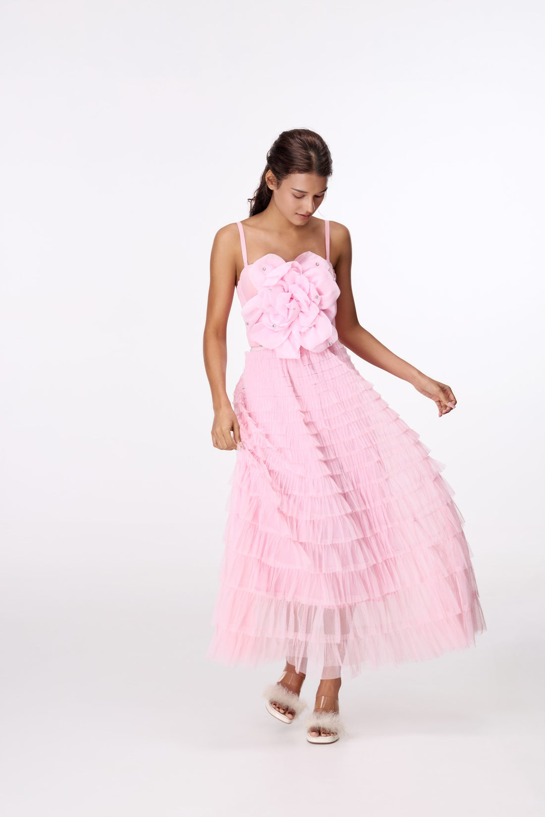 Pink Rosette Camisole Top by STAGEE, front view