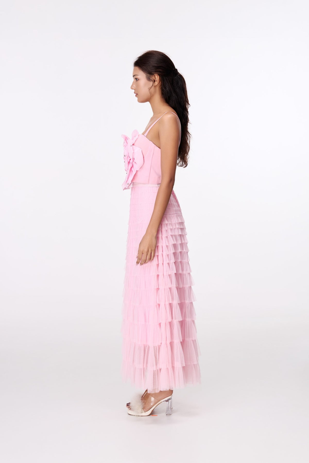 Pink Rosette Camisole Top by STAGEE, side view