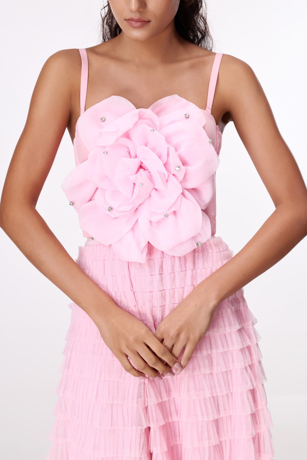 Pink Rosette Camisole Top by STAGEE, styled look