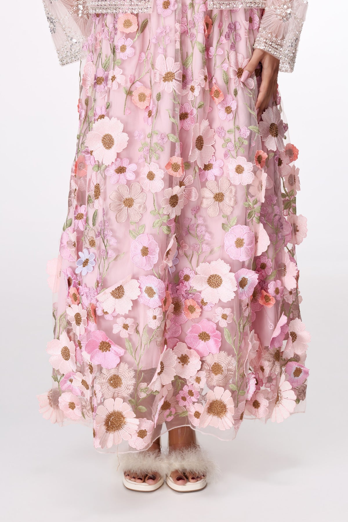 Rose Garden Floral Maxi Skirt by STAGEE, fabric and detail