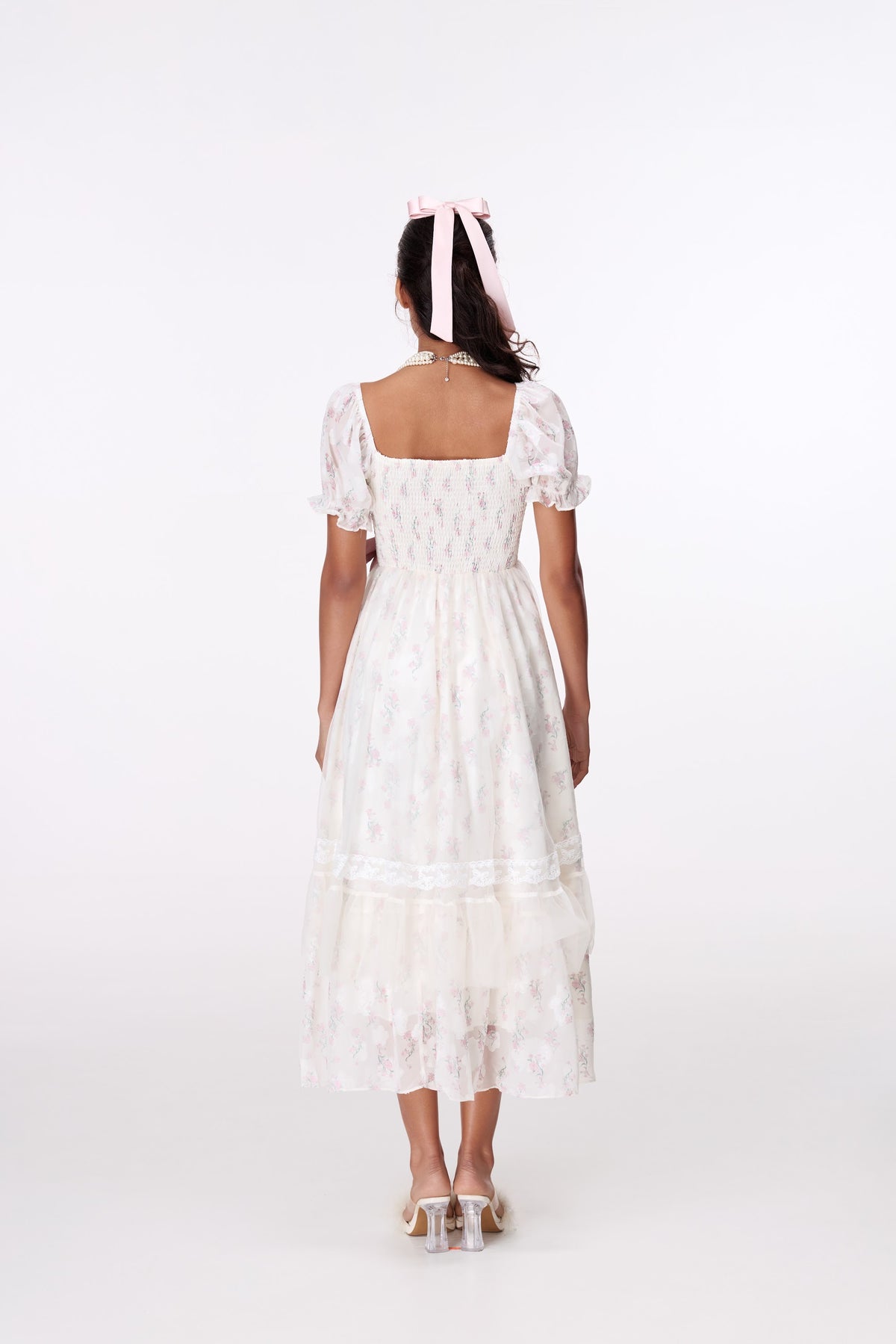 Rose Ribbon Lace Midi Dress by STAGEE, back view