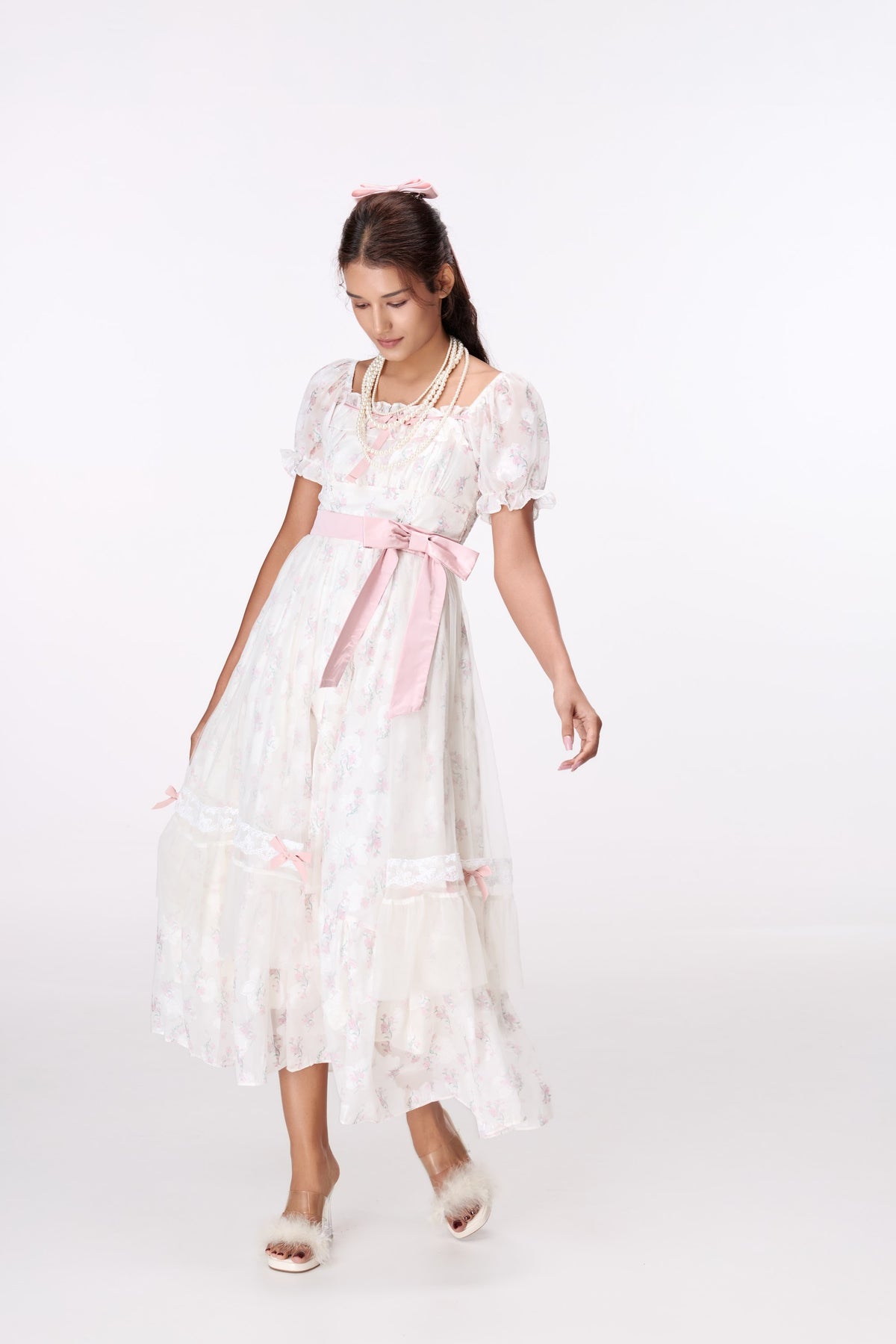 Rose Ribbon Lace Midi Dress by STAGEE, styled look